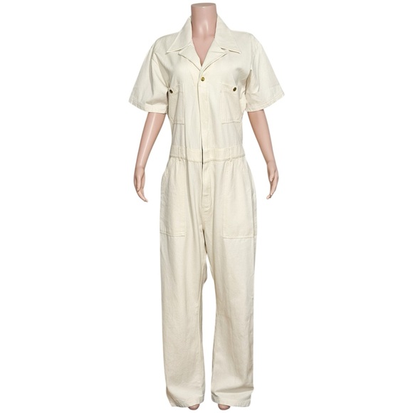 BIG BUD PRESS Heritage Short Sleeve Jumpsuit, Vintage Tee Off White, XL - Picture 4 of 11